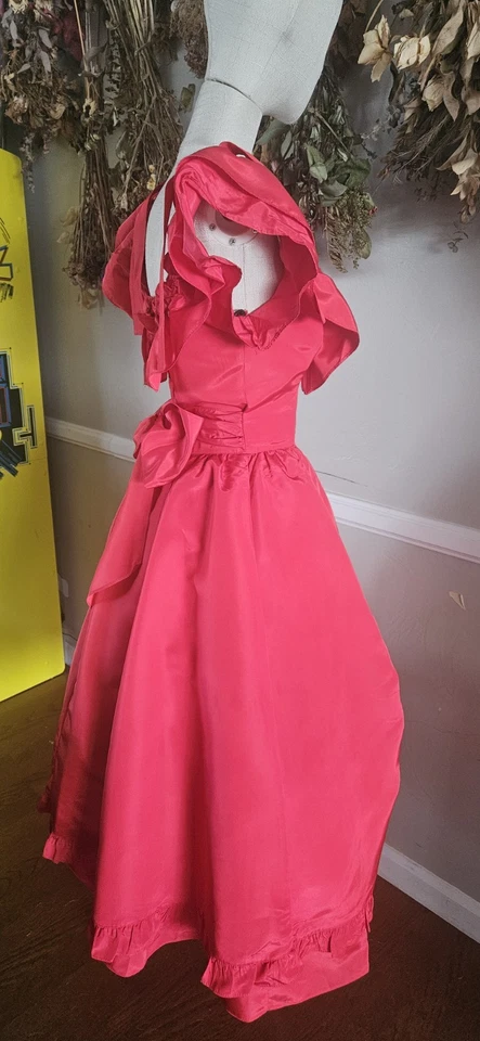 Vintage 1980s Red Contempo Casuals Prom Dress Mkd Sz 7 As Is - Image 4 of 4