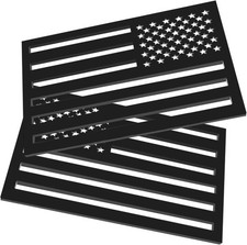 2 Pack Embossed 3D All Black American Flag Emblem Decal Stickers, 4mm Thickness
