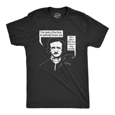 Mens Poe Boy T Shirt Funny Edgar Allan Poe Author Literature Rock Lyrics Queen