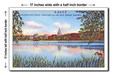 #ad #ad Wisconsin 1940s Wisconsin State Capitol taken from the Lake D 11x17 Poster $19.95