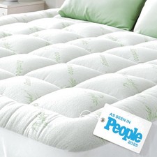 King Mattress Topper Ultra Soft Cooling Bamboo Pillow Top for Back Pain