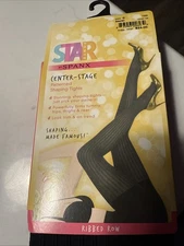 Spanx Star Power Patterned Shaping Tights Size C (140-180#) Black Ribbed Row-NEW