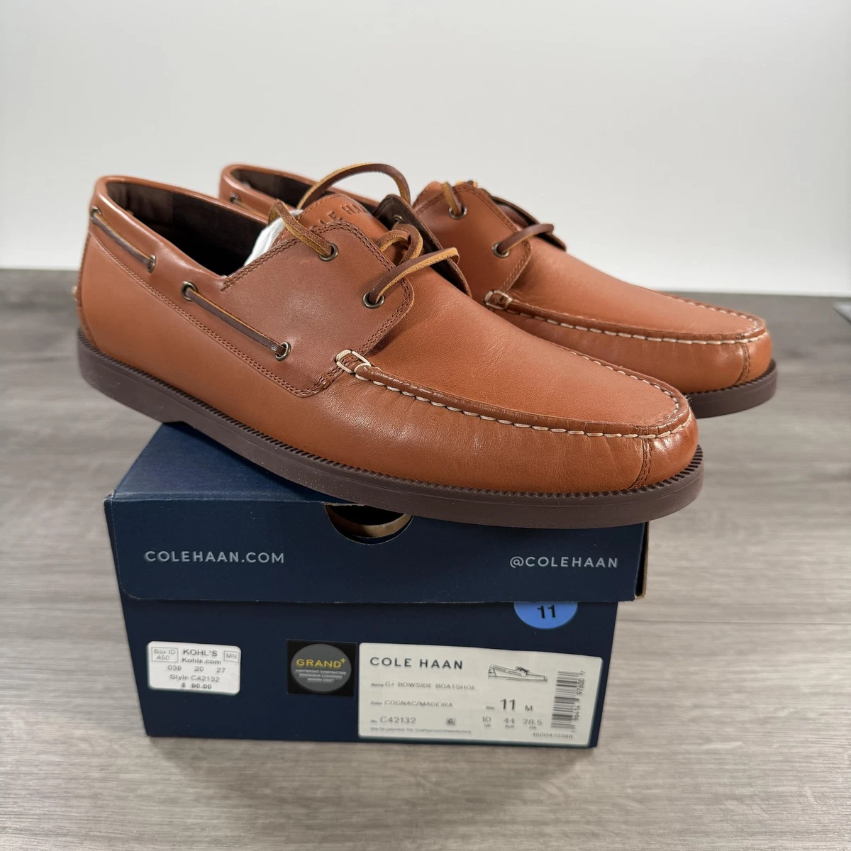 Cole Haan G+ Bowside BoatShoe Cognac Leather Men\'s Size 9.5 NWOB Loafer C42132 Cognac Cole Haan Mens Grand+ Bowside Boat Shoe | Rack Room Shoes main image 4