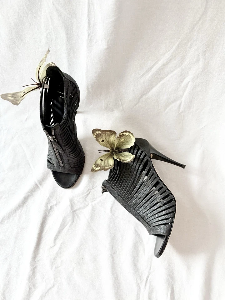 Giuseppe ZANOTTI Tacones Sandalias Zapatos Mariposa Orquídea Talla 36 6 Y2K Eslinga Foto 3 de 4