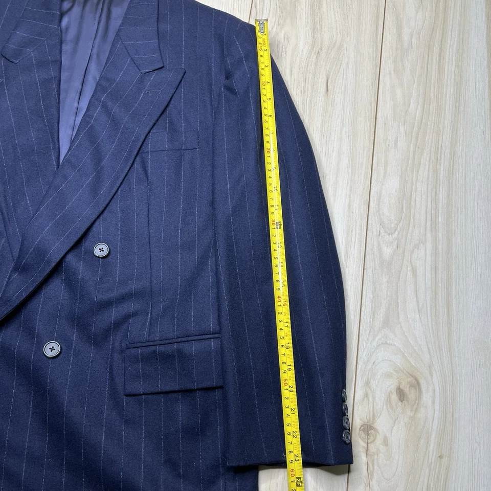 Vintage Joseph Abboud Double Breasted Thick Wool Pinstriped Suit Mens 42R 35x28 - Image 4 of 4
