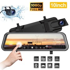 1080P 10" Rearview Mirror Car DVR Dual Dash Cam Camera Front Rear Video Recorder