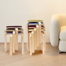 Set of 8 Stacking Wooden Stools Stackable Stools Modern Stackable Round Stools