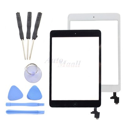 For iPad Mini 1 2 Touch Screen Glass Digitizer Replacement+ IC Chip +Home Button