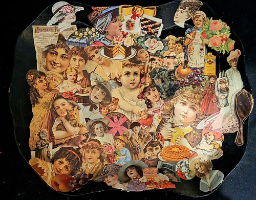 Original TV Tray W/“ A Collage Of Vintage Pictures Of Girls & Products, O.O.A.K.