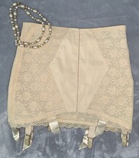 VTG Open Bottom Girdle 6 garters Satin Ribbon sz Medium