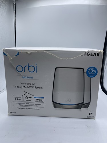 Netgear Orbi Tri-Band WiFi 6 Mesh System 860 Series RBK862S Router + Satellite