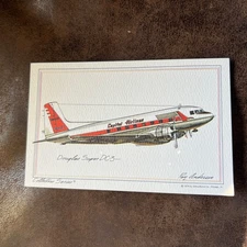 Roy Anderson Art Airplane Jet Postcard Capital Airlines Douglas Super DC-3