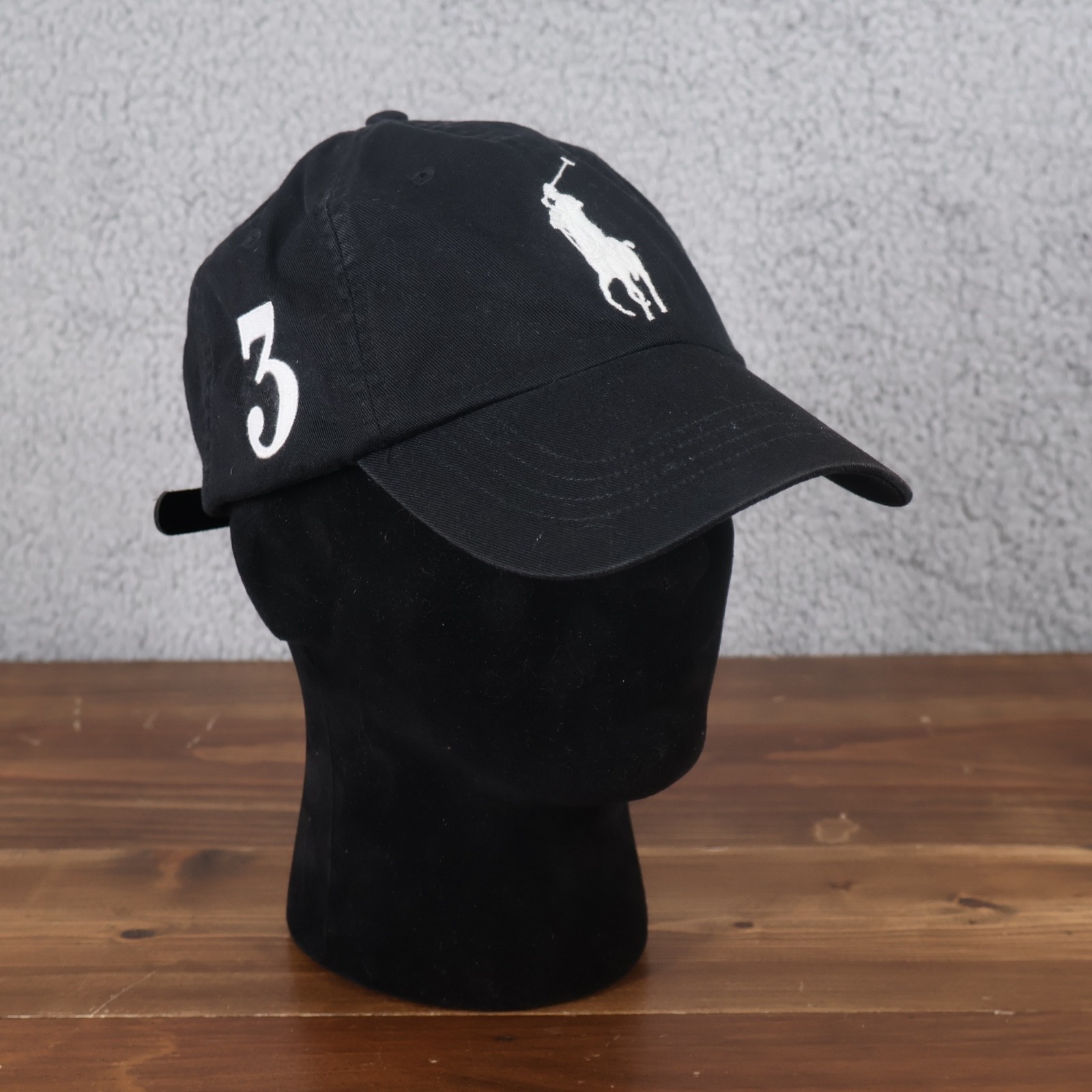 Cappello Polo Ralph Lauren nero Big Pony 3 cinturino pelle schiena ricamato americano