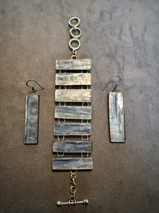 CHARLES ALBERT STERLING SILVER BLUE ALCHEMIA KYANITE BRACELET & EARRINGS SET