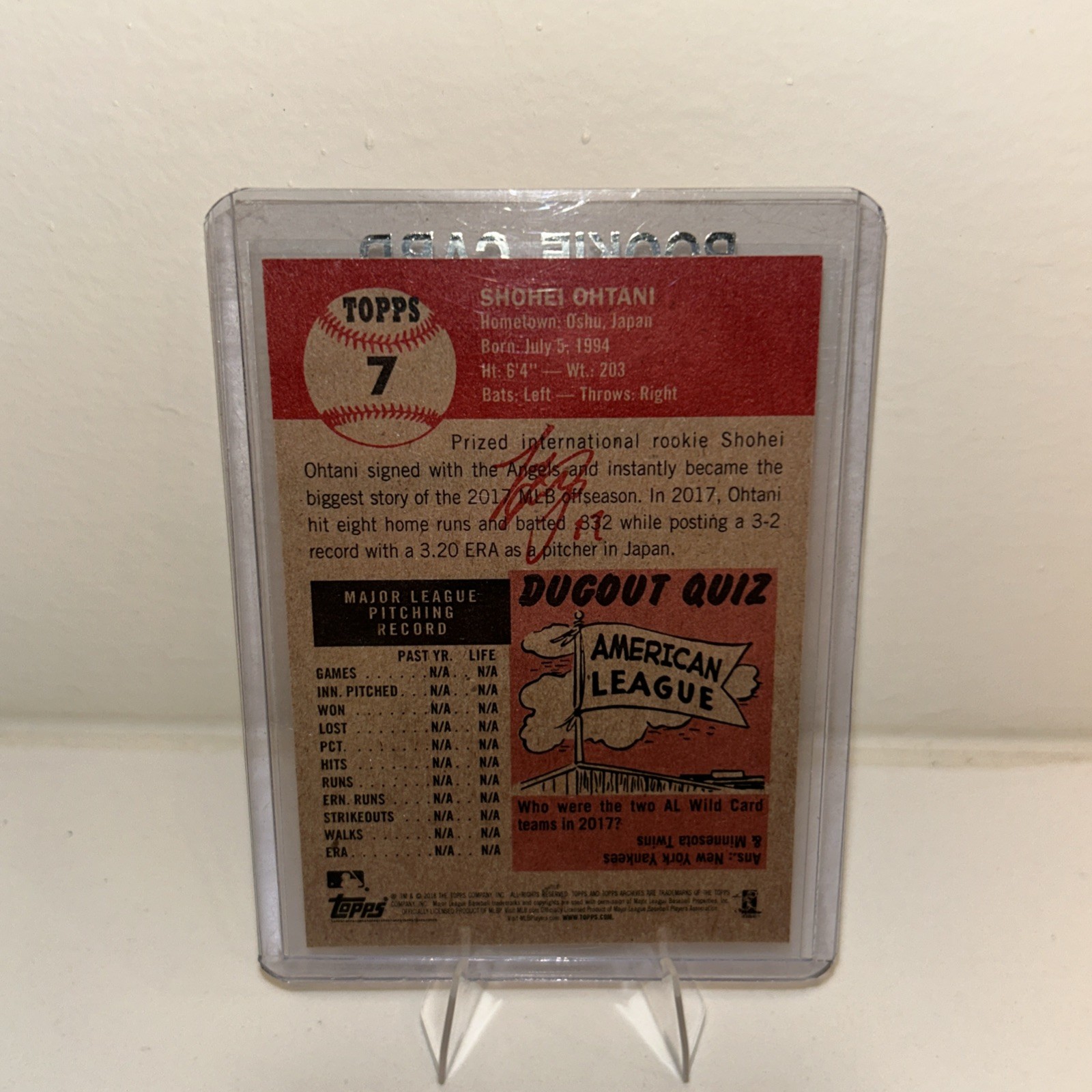 2018 Topps Living Set - Shohei Ohtani #7  (RC) view 2