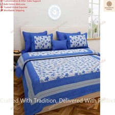 Jaipuri Rajasthani Printed Cotton Double Bed Sheet With 2 Pillow Cover 90x108