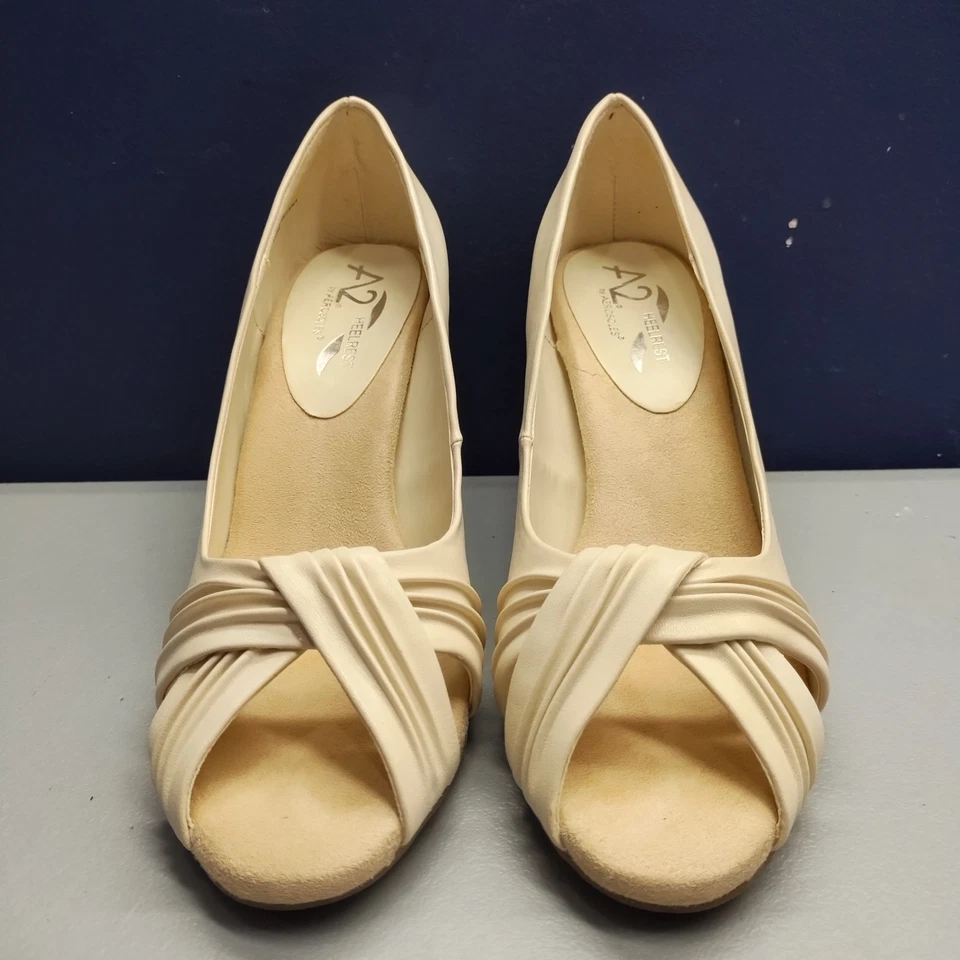 A2 by Aerosoles Deluxe Dress Pump Heels Womens US 8M Tan Brown Peep Toe Slip On - Image 2 of 4