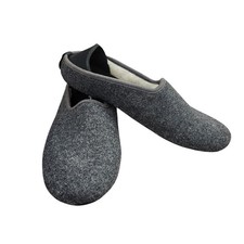 Mahabis Classic Wool Slippers Charcoal Grey wool Lined Mens 11.5-12 Felt Cozy