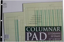 Norcom Columnar Pad 13 Columns, 11 x 16.375 Inches, 13-Columns-1Pack, Green 