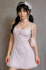 Coquette Babydoll Slip Dress Y2K Balletcore Lace Trim Lavender Womens Large