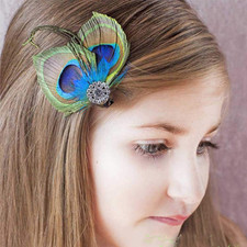 Acenail Boho Peacock Crystal Hair Accessory - Feather Hair Clips and Barrettes f