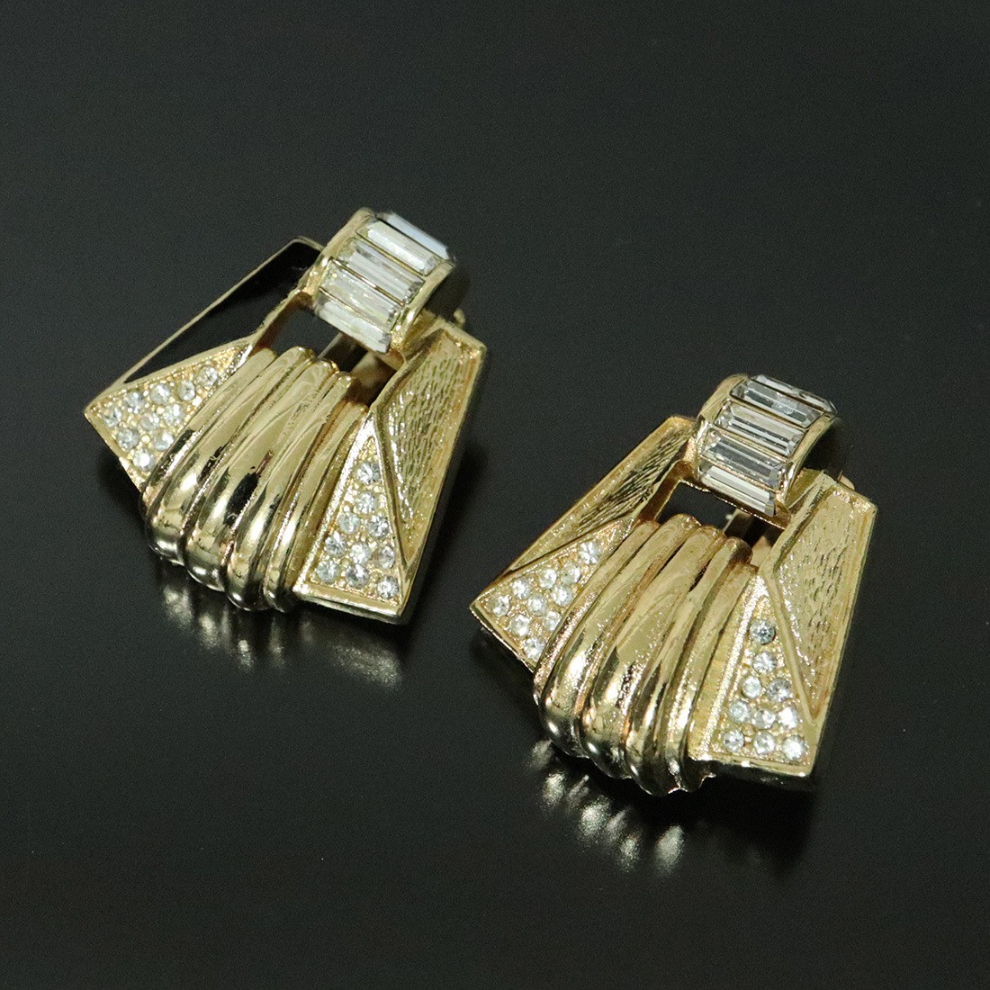 Vintage Christian Dior Zirconia GP Earrings D9523