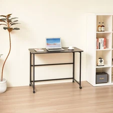 Computer Desk Folding Home Office Desk Wood Computer Desk w/ Metal Legs Black