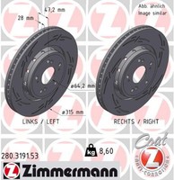 2X Bremsscheibe Black Z Zimmermann 280.3191.53 FüR Honda CR 5 4 Dtec RE6 4WD AWD
