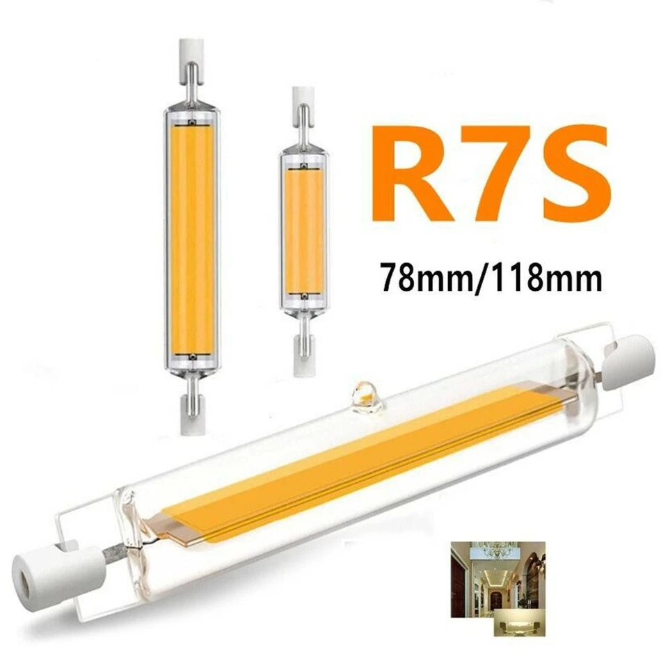 LED R7s 78mm 118mm 10W 20W COB Rotondi Lampadina Ceramica Vetro Tubo 220V 240V - Immagine 2 di 4