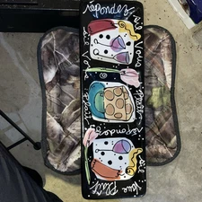 Serving Platter-With Love, Joanne Delomba Hand Painted Black Ceramic Wine Cheese