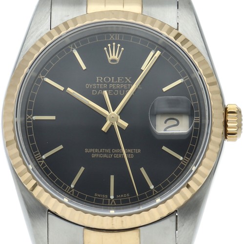 ROLEX Datejust men's watch 16233(T) K18YG/Stainless Steel mensWatch black USED