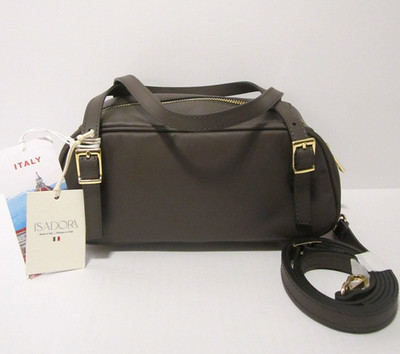 Isadora Genuine Italian Leather Belted Convertible Satchel Bag Olive Green NWT