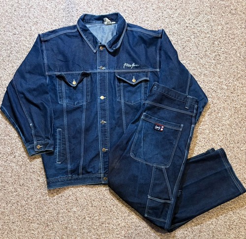Men’s Y2K Phat Farm Denim Set Jacket And Baggy Pants. Size XL. Pants 36” X 30”