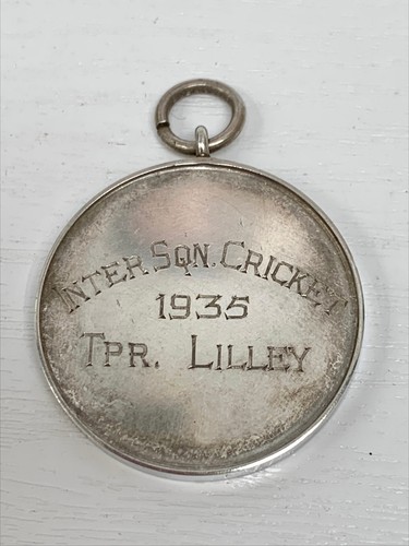 Sterling Silber 1935 Inter Sqn Cricket Silbermedaille, QMO Tpr Lilley - 20 g 32,1 mm