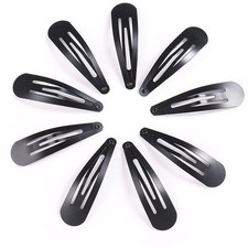 Black Snap Hair Clips, 12 Pcs Barrettes for 1 Count Pack of 12 ,