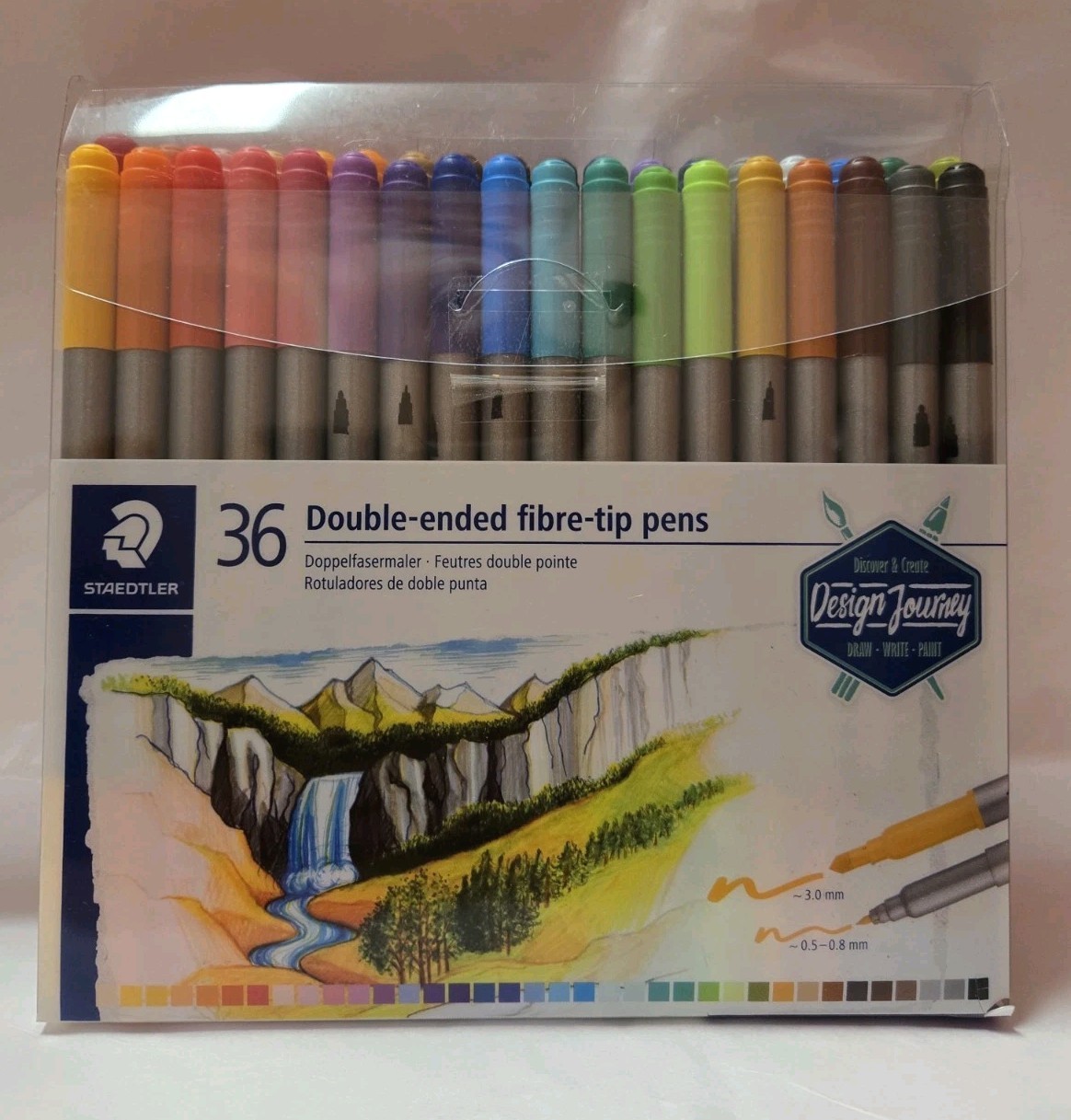 STAEDTLER 36 DOUBLE ENDED FIBRE TIP PENS-3.0MM-0.5-0.8MM-DRA