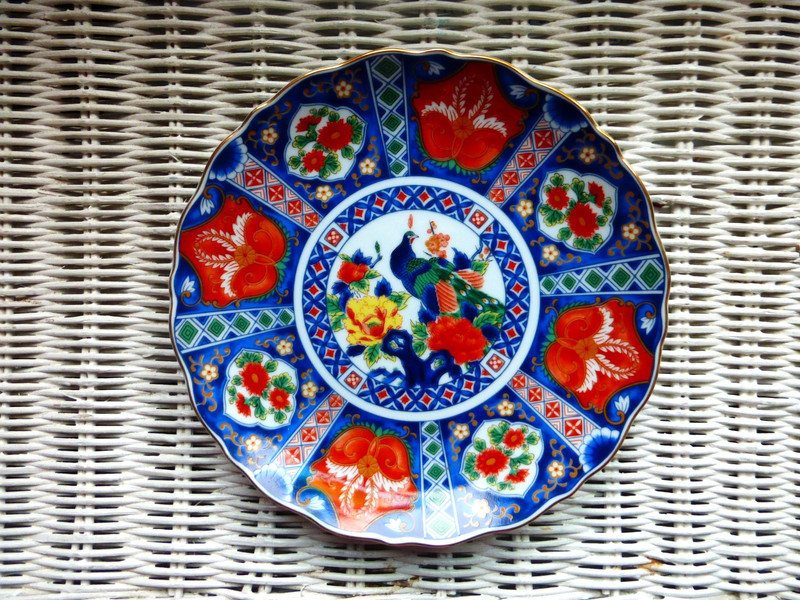 Vintage Japanese  Hand Painted  7  1/4 ” Dish Plate Porcelain Floral with Birds