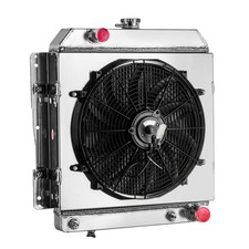 For Chevy 1958 Impala Caprice Belair 4.6l V8 3 Row Aluminum Radiator Shroud Fan