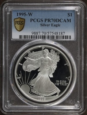 1995-W (PR70 DCAM) Proof American Silver Eagle $1 ASE PCGS - KEY