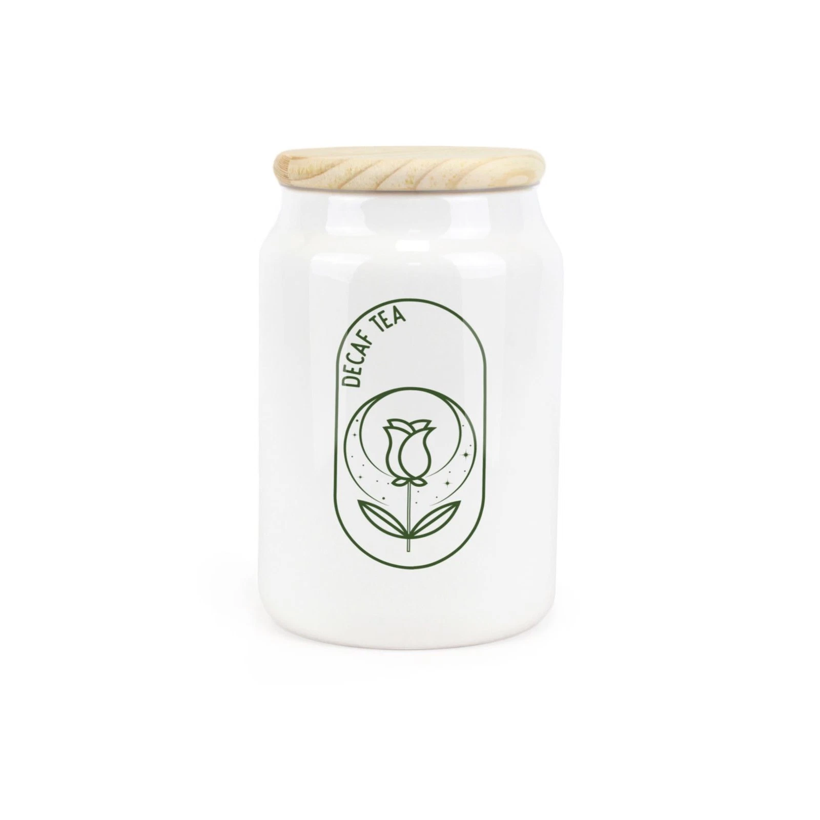 Ceramic Tapered Boho Minimalist Canister - Bohemian Decaf Tea Storage Container