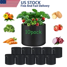 10 Pack 5 Gallon Plant Grow Bags Fabric Pot Nursery Soil Nonwoven w/ Handle US