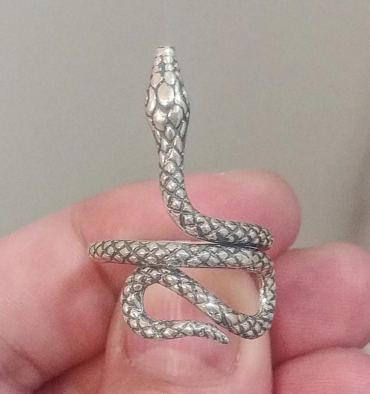 Sterling Silver Snake Ring Adjustable Size