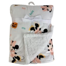 New Disney Baby Minnie Mouse Halloween Print Soft Minky Fleece Sherpa Blanket
