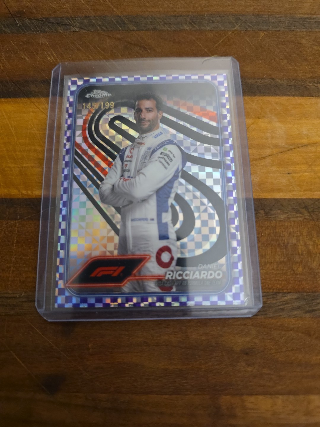 2024 Topps Chrome F1 Checker Flag Purple /199 Daniel Ricciardo #18
