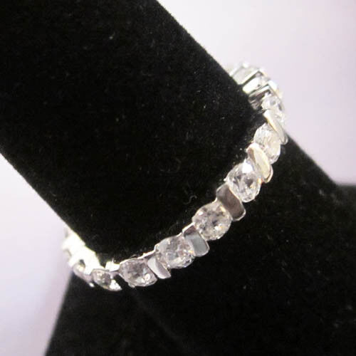 Anillo de banda de eternidad con ajuste de punta de plata esterlina 925 de 2,6 quilates CT tamaño 5, 6, 7, - Imagen 1 de 6