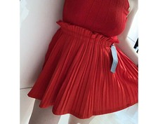 GONNA PLISSETTATA CORTA ROSSA  VITA ALTA CARAMELLA TG UNICA