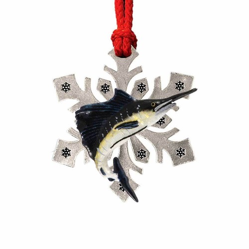 Adorno de Navidad de pez espada, marlín y pez vela copo de nieve de pesca de aguas profundas - Imagen 13 de 19