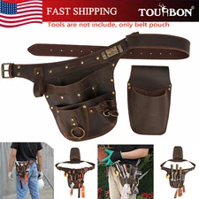 TOURBON Leather Tool Carrier Belt Pouches for Garden Florists Farmer Workshop
