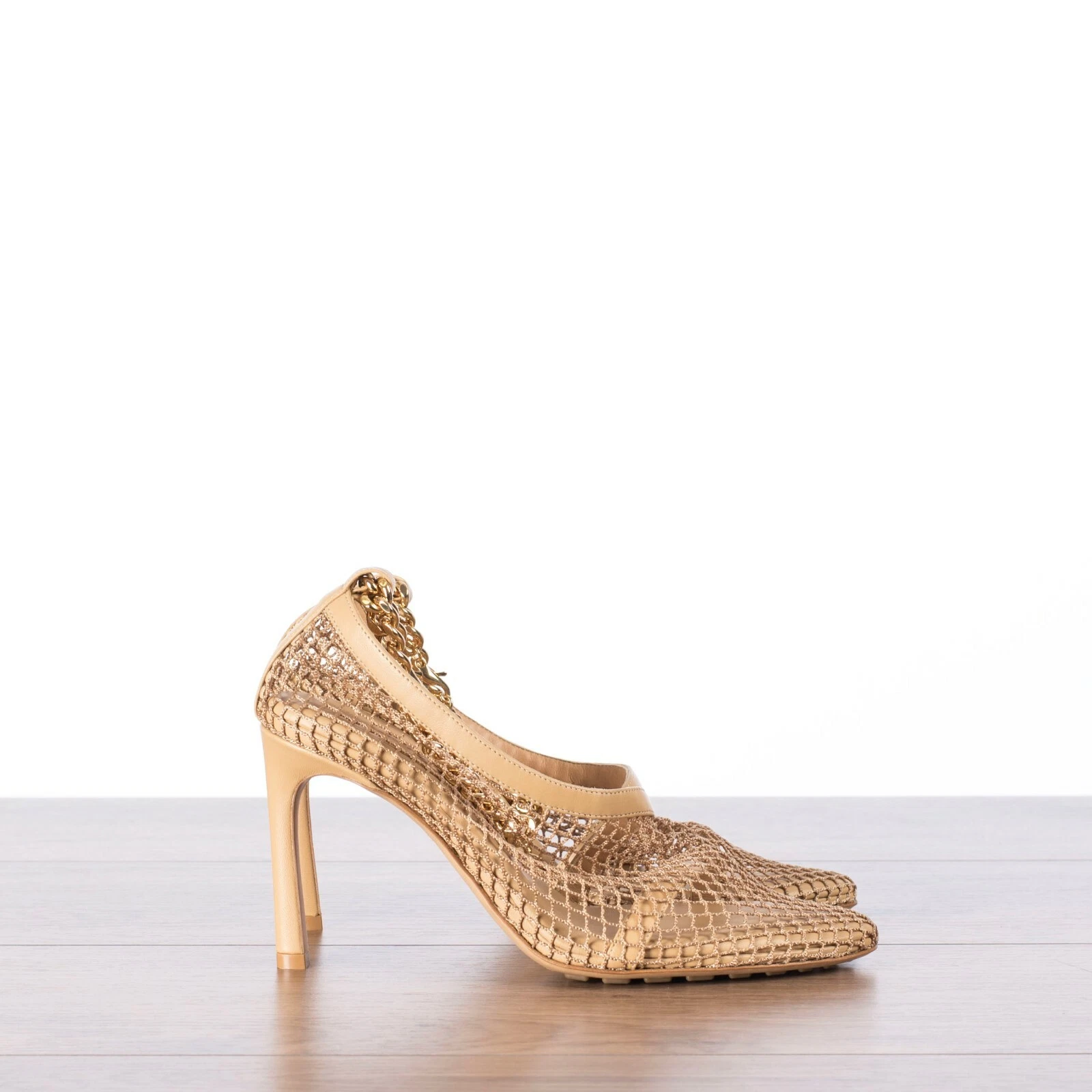 Bottega Veneta — BOTTEGA VENETA 1180$ Sandals - Mesh, Ankle Chain, Nappa Leather