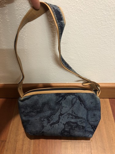 Borsa Alviero Martini Shoulder Bag Trousse Geo Soft Blu Originale Usato - Foto 5 di 11